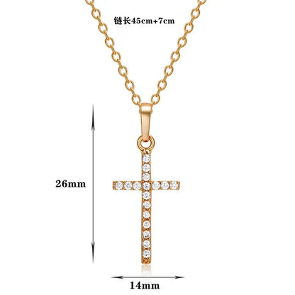 HipHop Fashion Cross Necklace For Women Crystal Zircon Men Necklace  Metal Chains Choker Jesus Pendants Jewelry Gift Good Vibrations