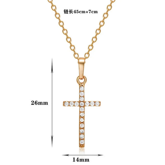 HipHop Fashion Cross Necklace For Women Crystal Zircon Men Necklace  Metal Chains Choker Jesus Pendants Jewelry Gift Good Vibrations