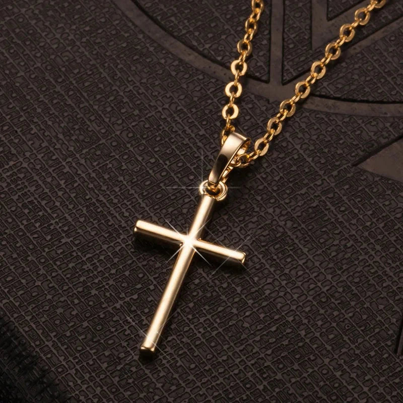 HipHop Fashion Cross Necklace For Women Crystal Zircon Men Necklace  Metal Chains Choker Jesus Pendants Jewelry Gift Good Vibrations