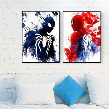 2pcs Spiderman Comic Art Canvas Prints - Vibrant Marvel Movie Wall Art - Ready to Hang, Perfect for Bedroom, Living Room & Corridor Decor - A Dynamic Winter Decoration and Unforgettable Gift Idea Good Vibrations