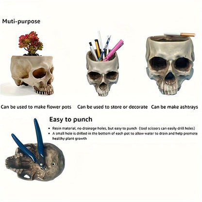 Halloween decoration retro human skull flower pot decoration ashtray Good Vibrations