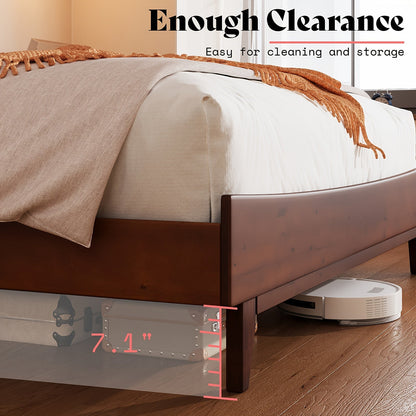 Solid Wood Platform Bed Frame with Wooden Headboard, No Box Spring Needed, Easy Assembly Good Vibrations