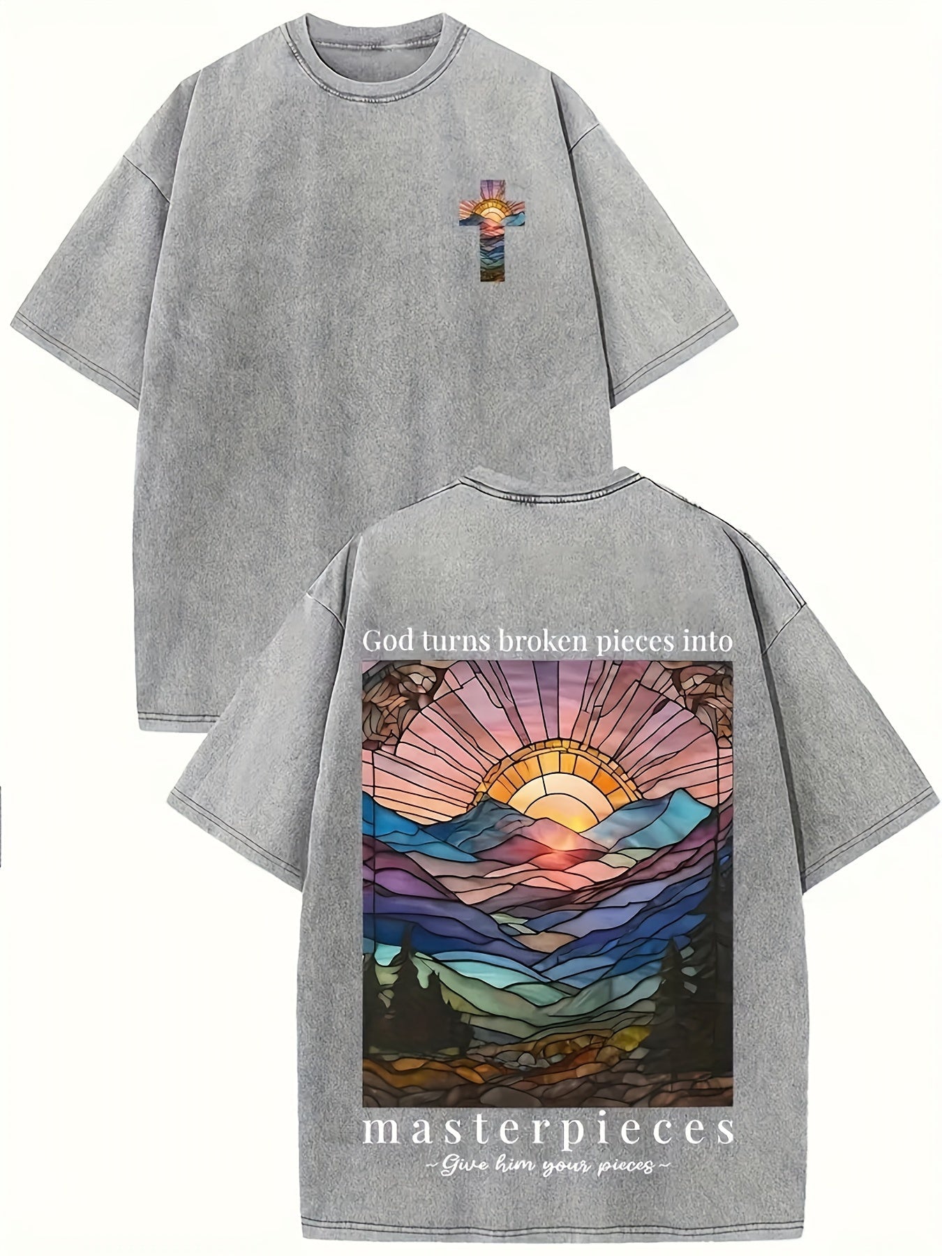God Turned Shattered Fragments Into Masterpieces, Printed, Washed, And Made Old T-shirts, 100% Cotton Faith Collection Good Vibrations