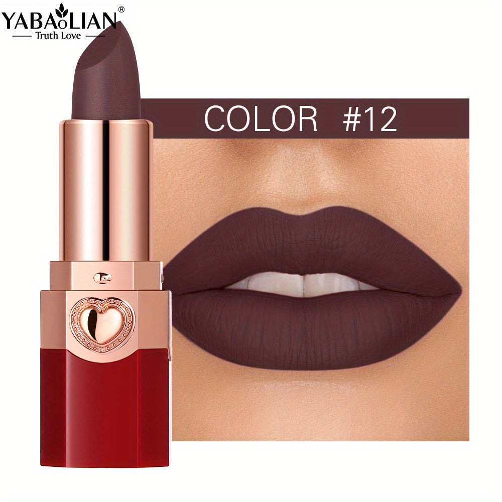 YABAOLIAN Lipstick 12 Colors Lipstick High Pigment Long Lasting Waterprrof Cosmetic Matte Lipstick Good Vibrations