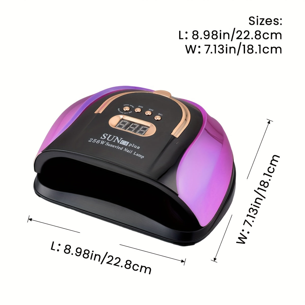 256W High-Power UV LED Nail Lamp with 4 Timer Settings, Automatic Sensor & Smart Display - Fast Gel Polish Curing, Purple & Black Design, Ergonomic Handle for Professional Manicures Good Vibrations