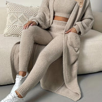 Women'S Solid Fleece Thick Home Suit Set, Cozy Clothing, Winter Pajamas, Classic Loungewear, Relaxed Fit, Warm Fabric, Durable Stitching, Women'S Pajamas, Fleece Pajamas, Long Sleeve Set Women, Night Wear For Women, Women Fal Good Vibrations
