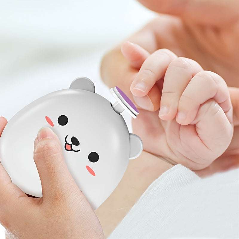 Baby Electric Nail Grinder with Bear Shape, Rechargeable, 8 Grinding Heads, 2 Speeds, Suitable for Family Use, Quiet and Portable Good Vibrations
