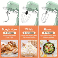 3-IN-1 660W Electric Stand Mixer, 10-Speed with Pulse Button, Attachments Include 6QT Bowl, Dough Hook, Beater, Whisk for Most Home Cooks, Dishwasher-safe, Gifts for Family And Friends, Green, Kitchen Mixer, Mixer for Baking Good Vibrations