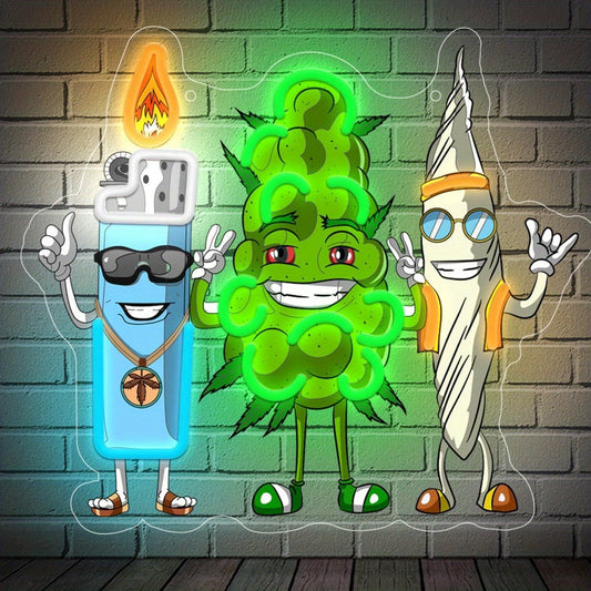 1pc LED Neon Light Cigarette Lighter with Leaf Design & UV Printed Sign - USB-Powered Wall-Mounted Alexa-Compatible Adjustable Single-Color Lighting for Game Room, Bar, for Man Cave, Party Decor - Unique Gift for Teens & Adul Good Vibrations Adult Super Store