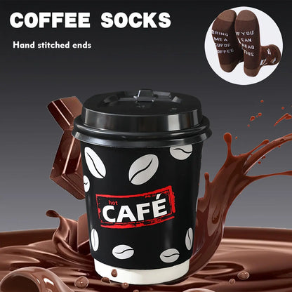 1 pair of men and Women's same retro style coffee cup socks, 2025 autumn and winter thick Men's novel socks, funny letter mid-tube socks, fashionable sports socks unique holiday gift set, whimsical imitation food creative fun Good Vibrations