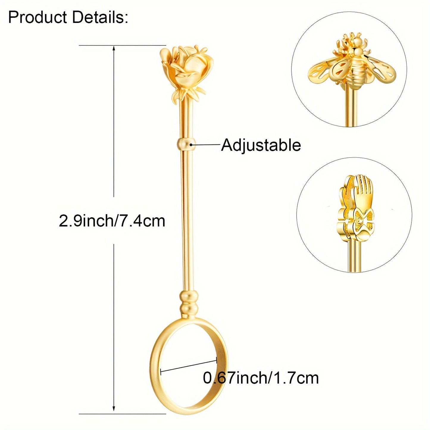 3 Elegant Blunt Ring Clips - 0, 67 Inch Brass Finger Joint Clips with Rose Design, 3 Styles (Bee, Rose, Palm) for Men & Women, Durable Tobacco Accessories for Cigarettes, Vape, and Smoking, Smoking Accessories, Cigarette Acce Good Vibrations