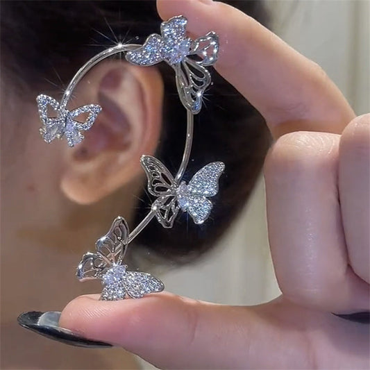 Women'S Elegant Butterfly Ear Cuffs - No-Piercing Ear Hooks, Synthetic Gemstone Accents, Everyday & Formal Jewelry for Parties, Weddings, Everyday Outfits - Non-Piercing Ear Clips for Sensitive Light Beige, Party Accessories, Good Vibrations