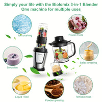 BioloMix 700W High-Speed Blender - 3-in-1 Smoothie Maker, Food Processor & Grinder Good Vibrations