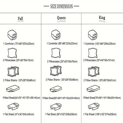 7Pcs Lightweight Boho Comforter Set - Stain-Resistant, Soft 100% Microfiber Cover, 100% Polyester Fiber Filling, Woven For Durability - Full/Queen/King Size Bed In A Bag For All Seasons, Floral Pattern Printed Bedding Good Vibrations