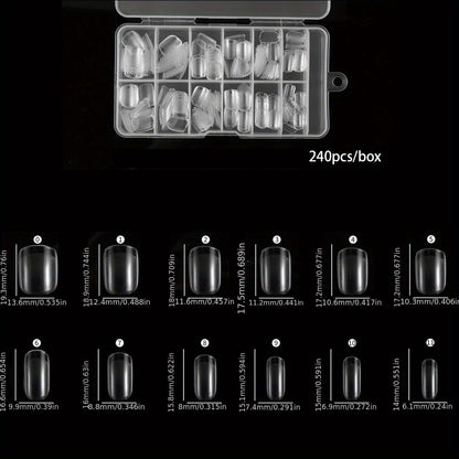 240pcs XXS Short Matte Clear Soft Gel Nail Tips - Easy-to-Apply False Nails for Quick Nail Extensions - Ideal Manicure Tool for DIY Nail Art Enthusiasts Good Vibrations