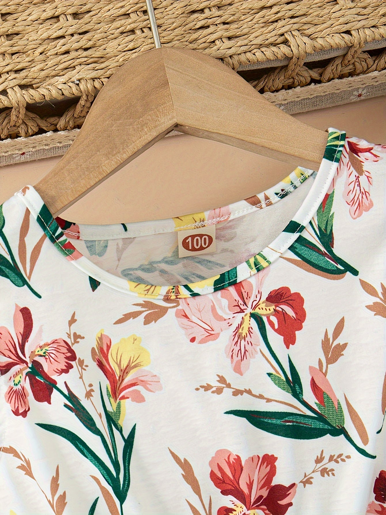 Girls' Floral dress - Floral print party & Everyday summer dress, Pastel pink Floral skirts, Machine Washable Girls' Clothing for Birthdays, Garden Parties, Family Outings - HWMFSNHFZ, Round Neckline Top, Nontransparent Fabri Good Vibrations