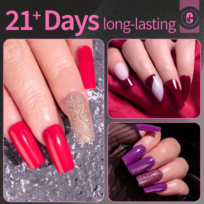 Clara Colors Nail Tips and Glue Gel Kit, 550Pcs Full Cover Soft Gel Fake Nails Tips and Nail Glue Kit with LED Nail Lamp, Medium Square Artificial False Nails Tips for Acrylic Nail Good Vibrations