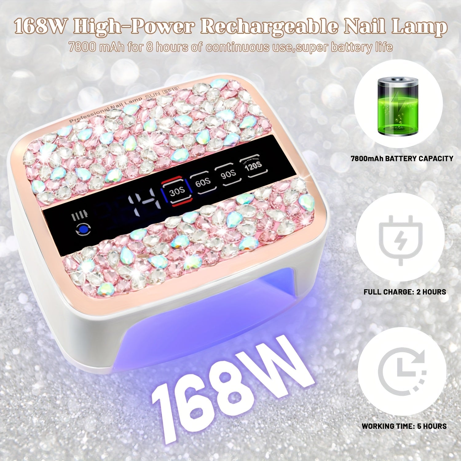 LED Nail Lamp Cordless Rechargeable Light with Shinning, 4 Timer Setting And Tuto Sensor, Professional Gel Polish Acrylic Nail Tools for Home&Salon, Nail Tech Light, Nail Supplies Professional, Light for Gel Nails, Portable N Good Vibrations