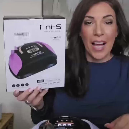 256W High-Power UV LED Nail Lamp with 4 Timer Settings, Automatic Sensor & Smart Display - Fast Gel Polish Curing, Purple & Black Design, Ergonomic Handle for Professional Manicures Good Vibrations