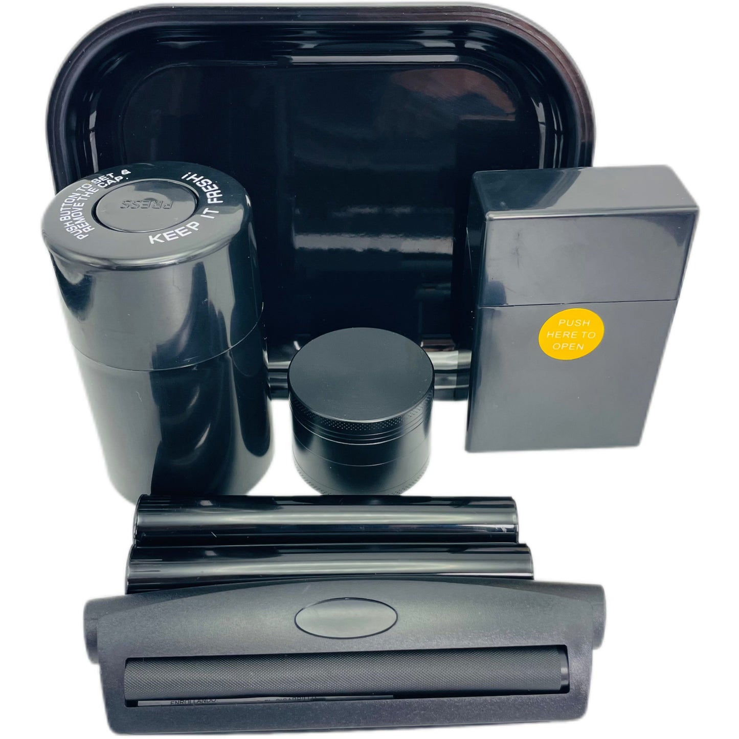 8-Piece Black Grinder Set with Carrying Case - Portable Spice & Herb Crusher, Includes Storage Pouch - Perfect for Home Use, Holiday Gifts, Birthday Presents Good Vibrations