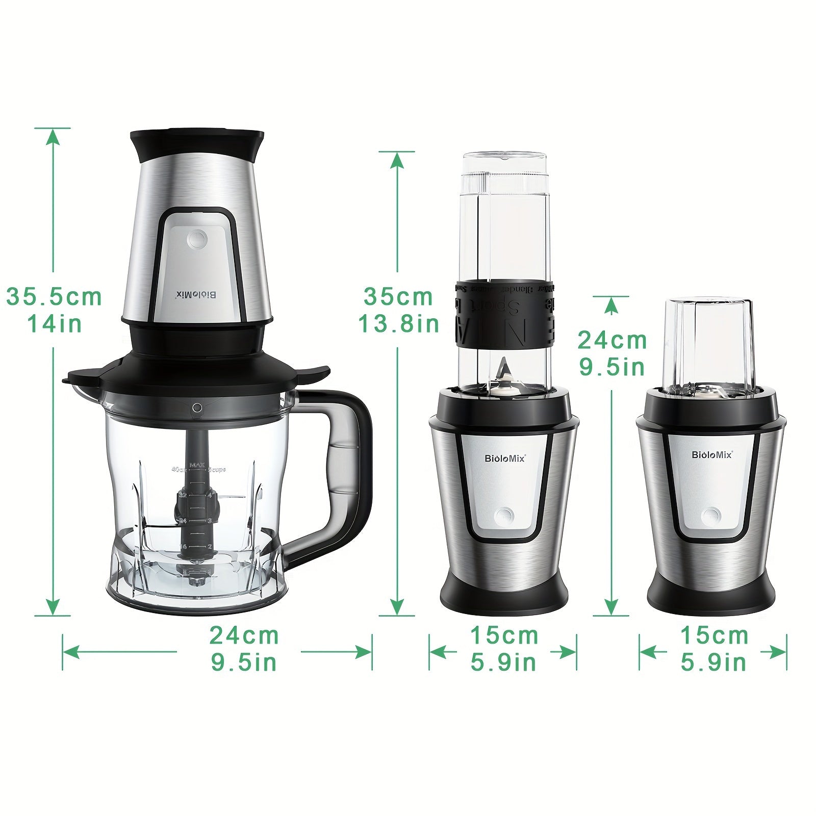 BioloMix 700W High-Speed Blender - 3-in-1 Smoothie Maker, Food Processor & Grinder Good Vibrations