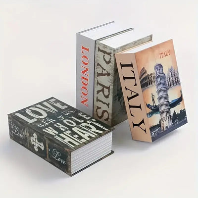 Book Safe Box with Key Lock Hidden Metal Storage Trunk Storage Boxes Home Office Multipurpose Fake Book Safe Penny Bank for Coins Jewelry Currency Passports Letters Watches and Valuables Savings Jar