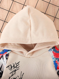 2pcs Toddler & Infant Boy's Colorful Graffiti Pattern Hoodie & Casual Cargo Pants Clothing Set for Outdoor Good Vibrations