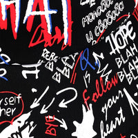 1 Men's "What" Graffiti-Style Bucket Hat - Streetwear Polyester, Hand-Washable, Black with Colorful Typography & Graphics, Perfect for Trendy Outfits Good Vibrations