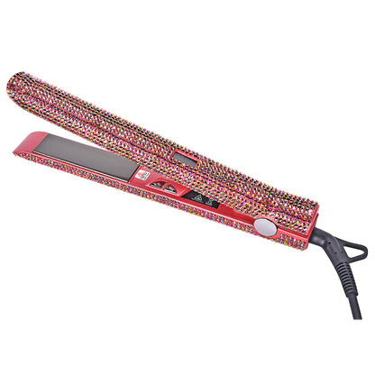 MEEKNISS Professional -encrusted Hair Straightener & Curler 2-in-1 - Fast Flat Iron with Nano- Plates, 480°F Max Temp, Digital LCD Display, Dual Voltage (110-240V) for Wet/Dry Hair, Pink & Black Glitter Design, Worldwide Tra Good Vibrations