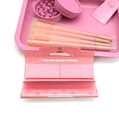 Pink Paper Tobacco Kit: Includes 2-Layer Pink Grinder, Pink Tobacco Papers, and 8 Pink Tobacco Papers - Perfect Gift for Smokers Good Vibrations