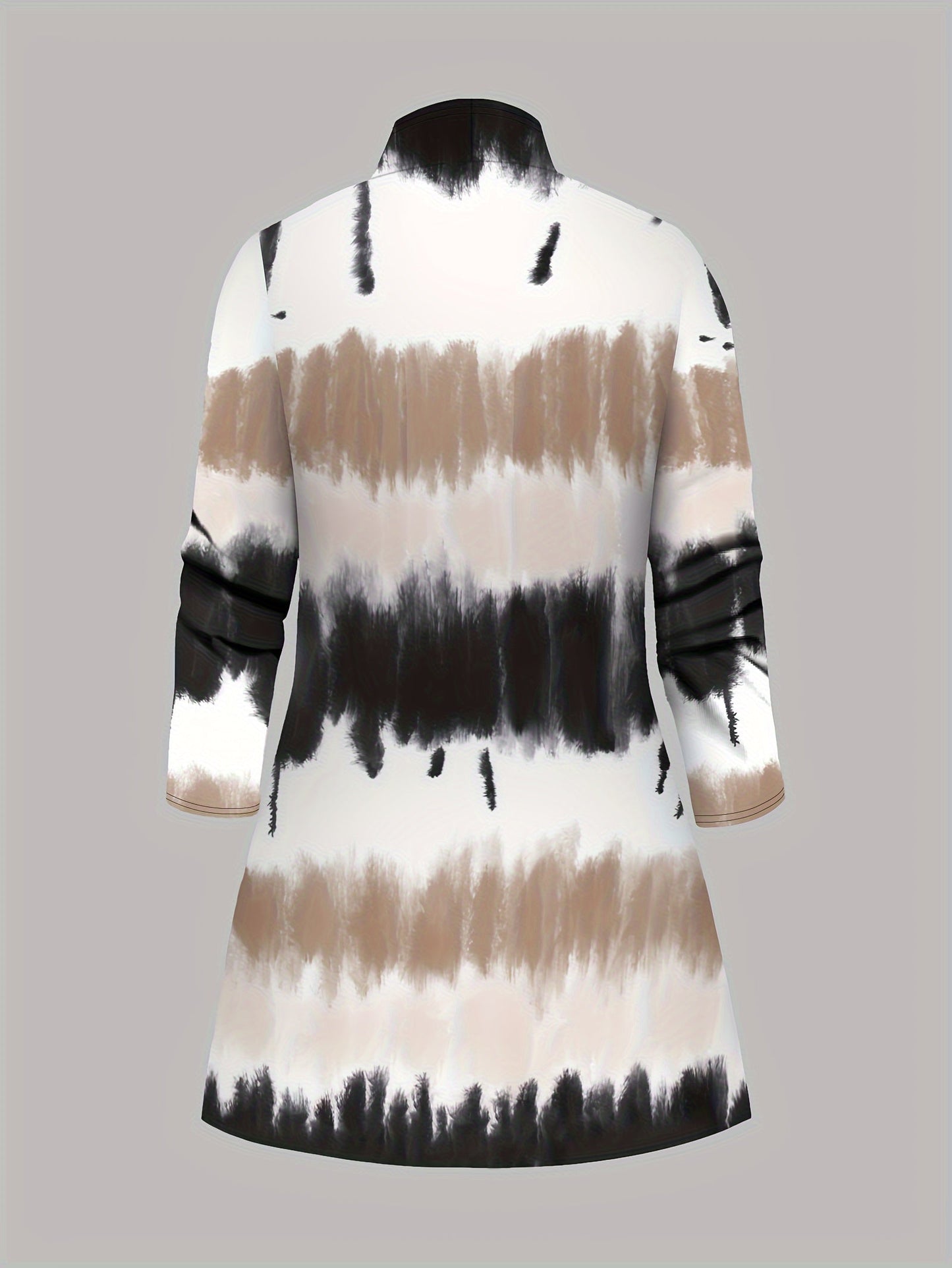 Three-Piece Plus Size Tie Dye Open Front Top & Solid Color Cami Top & Elastic Waist Pants Outfits, Women's Casual Clothing Set Good Vibrations