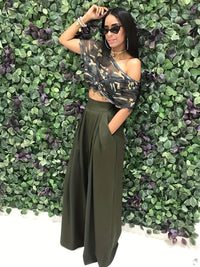 Loose Straight Flare Pants, Casual Pocket High Waist Solid Wide Leg Fashion Comfy Pants, Women's Clothing Good Vibrations