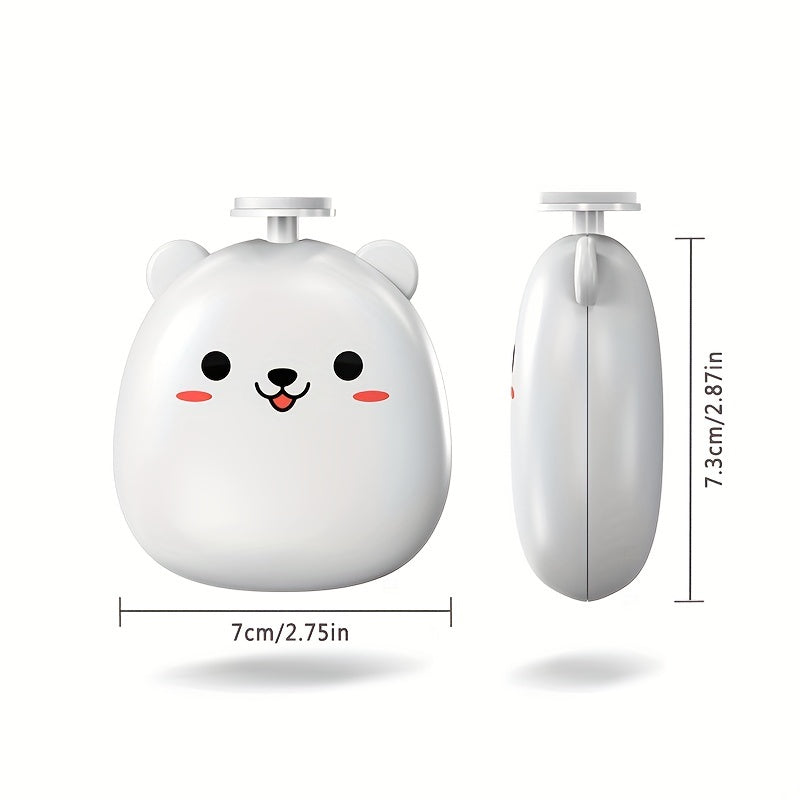 Baby Electric Nail Grinder with Bear Shape, Rechargeable, 8 Grinding Heads, 2 Speeds, Suitable for Family Use, Quiet and Portable Good Vibrations