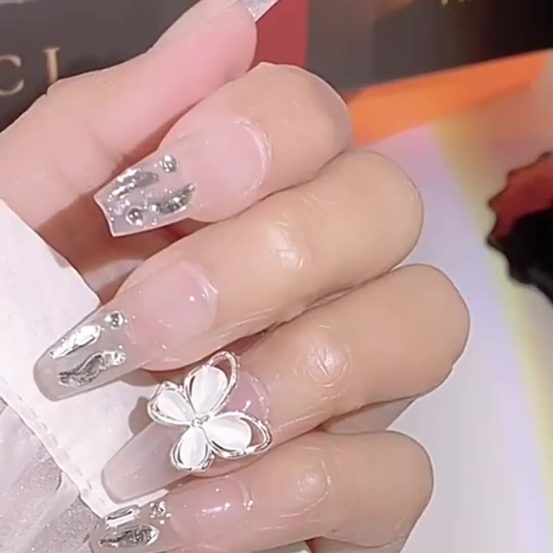 24-Piece Blue Ocean Wave Colorblock Aura Short Square Press-On Nails, Removable Glossy Nail Set for Women and Girls, Fashion Wearable Nail Tips for Fingers and Toes Good Vibrations