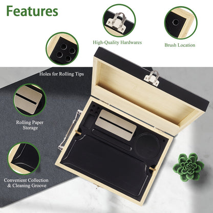 1set, Large Stash Box, Wooden Storage Box with Tray, Bamboo Storage Box with Lock And Accessories, Smoking Paper Anti-odor Canister Private Box with Brush, Household Gadget, Christmas Gifts, Christmas Supplies, Christmas Part Good Vibrations Adult Super Store