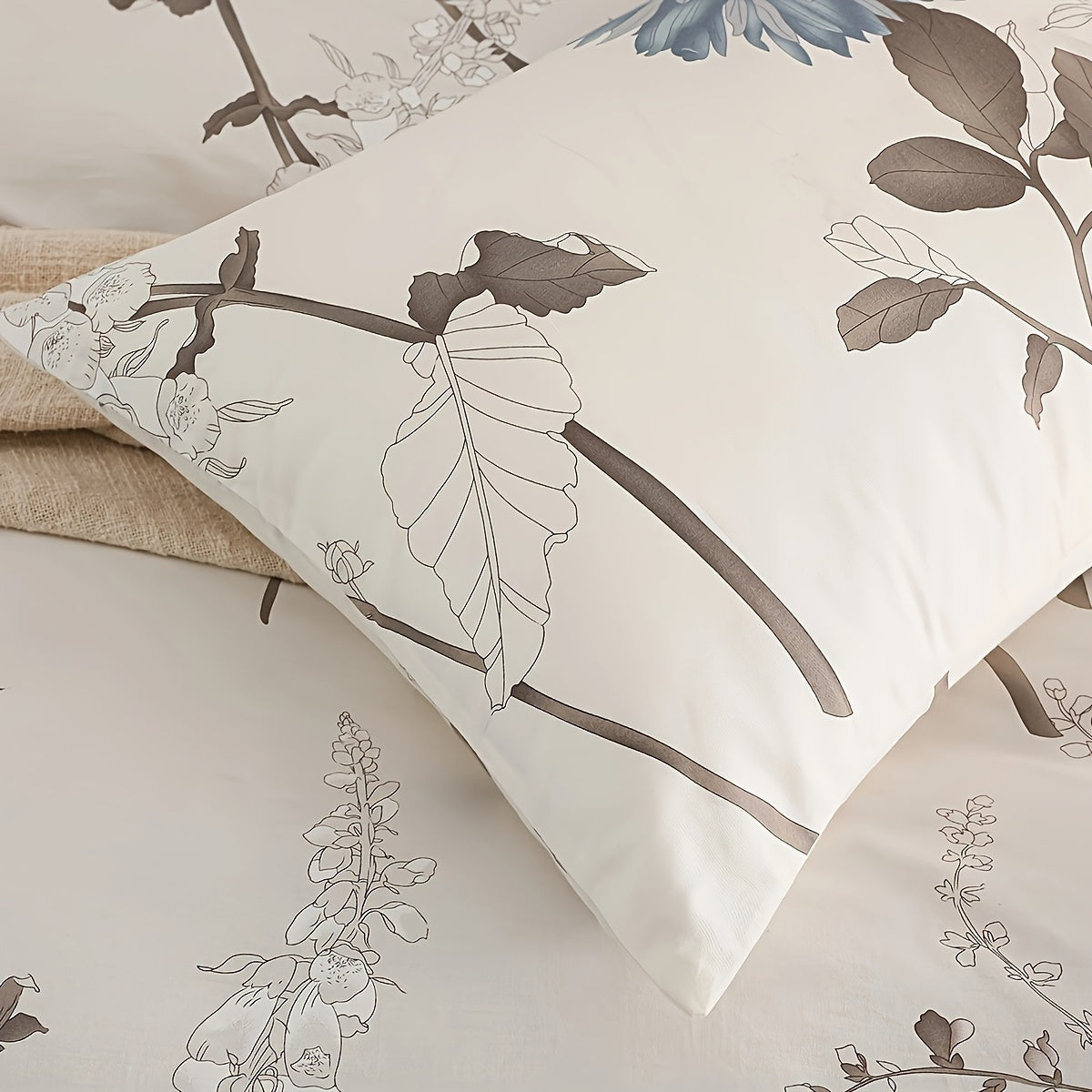 SLEEPBELLA Duvet Cover, 600 Thread Count Cotton Botanical Flowers Pattern Printed Reversible Comforter Cover Good Vibrations