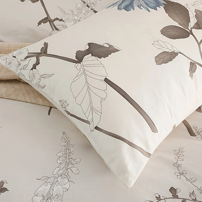 SLEEPBELLA Duvet Cover, 600 Thread Count Cotton Botanical Flowers Pattern Printed Reversible Comforter Cover Good Vibrations