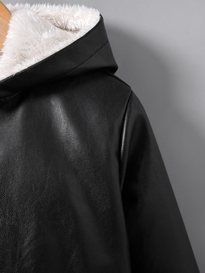 Boys' Comfortable Fleece-Lined Zip Jacket for Autumn And Winter, Thickened And Warm, New Korean-Style Motorcycle Jacket for Fall And Winter 2024. Good Vibrations