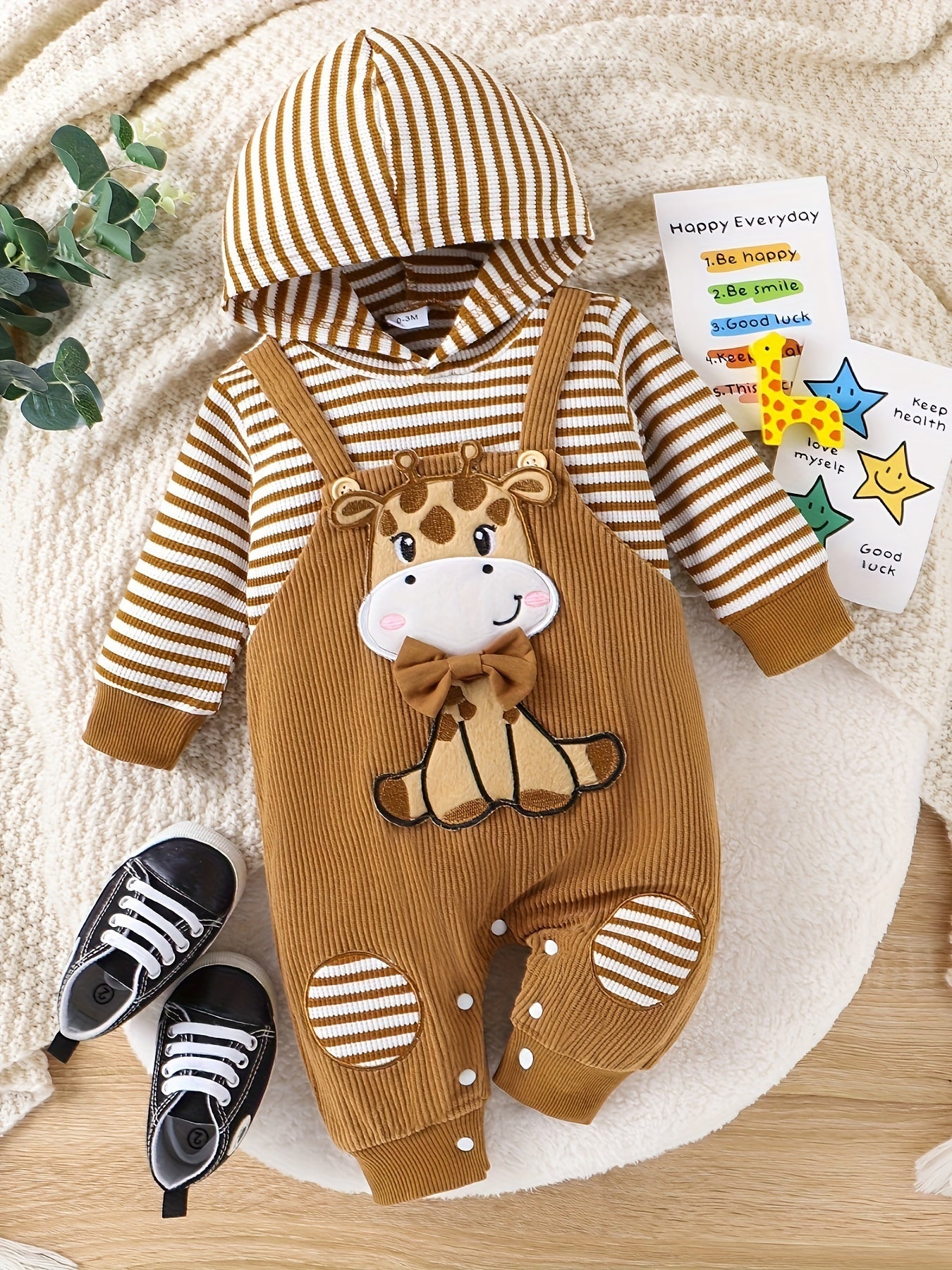CETEPY Baby Boy Clothes Newborn Hoodie Romper Fall Winter One-piece Outfit Infant Cute Cartoon Clothing Set 0-18 Months Good Vibrations