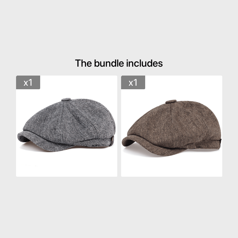 Men&Apos;S Retro Herringbone Flat Cap - Black Casual Beret with Vintage Style, Knitted Polyester, Perfect for Valentine&Apos;S Day, Everyday Headwear | Vintage Flat Cap | Knitted Texture Good Vibrations