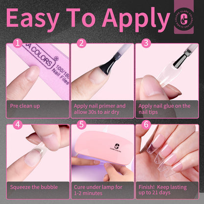Clara Colors Nail Tips And Glue Gel Kit, 550pcs Soft Gel Full Cover Nails Tips And Nail Glue Kit Good Vibrations