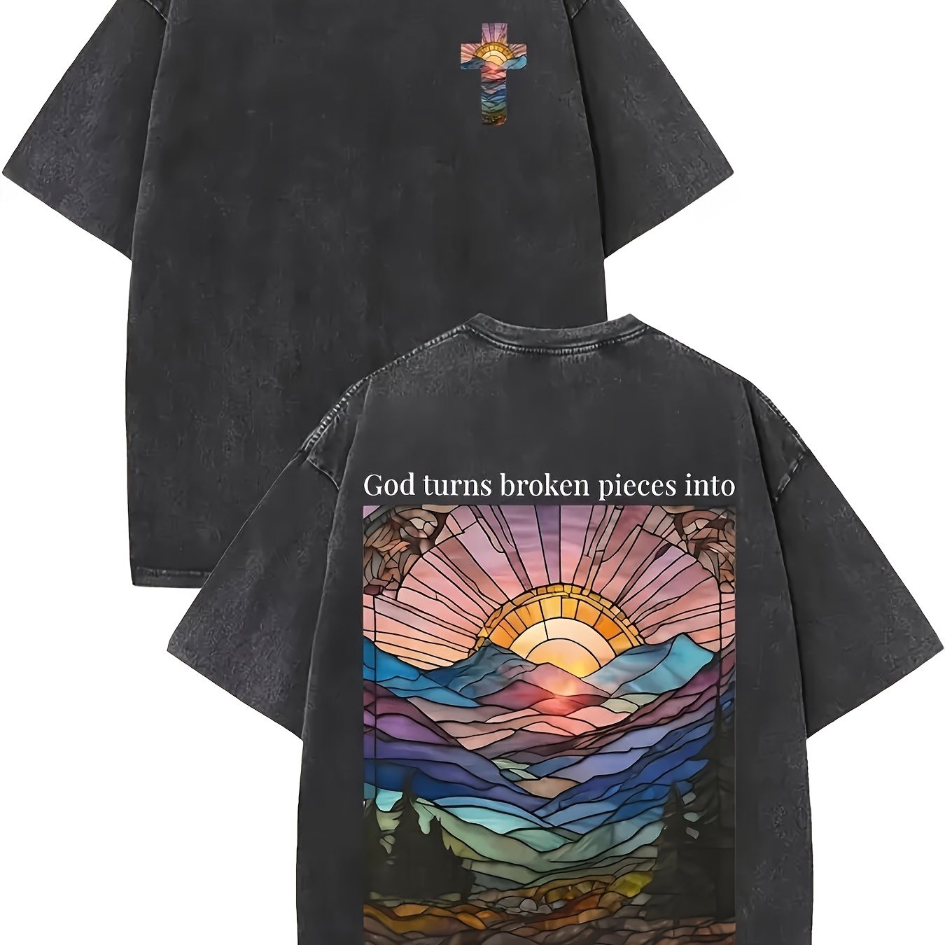 God Turned Shattered Fragments Into Masterpieces, Printed, Washed, And Made Old T-shirts, 100% Cotton Faith Collection Good Vibrations