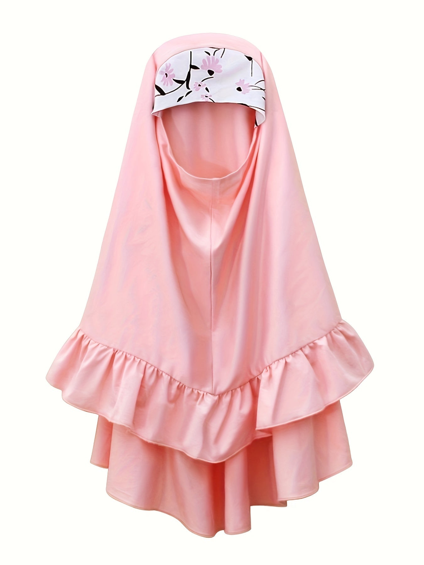 Girls Spring and Autumn Muslim Traditional Ethnic Clothing Set Long Sleeve Floral Dress + Headscarf Two-piece Set Good Vibrations