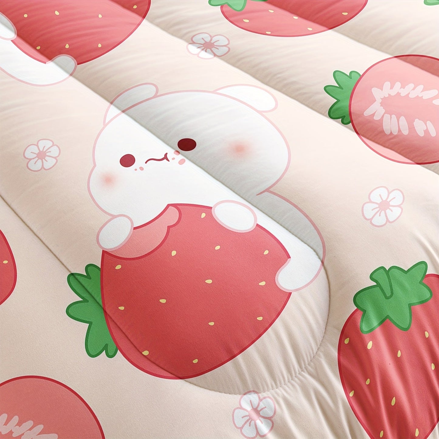 Cartoon Cute Rabbit Comforter Set, Cartoon Rabbit Cakes Printing Bedding Ultra Soft, Ultra Comforter 3 Piece Bedding Set Contain 1 Comforter Set 2 Pillowcases Good Vibrations