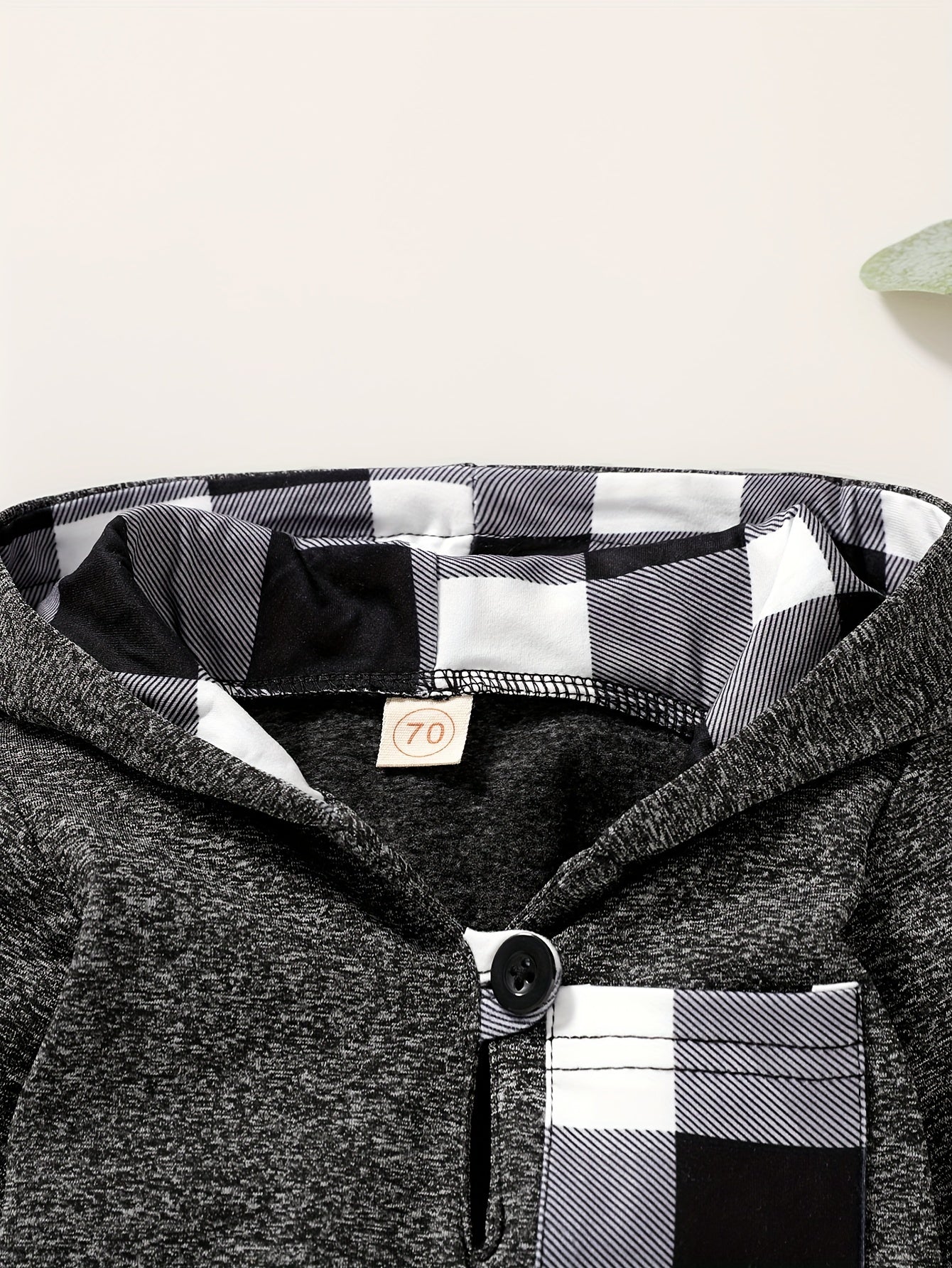 2pcs Baby's Plaid Pattern Splicing Hoodie & Casual Pants, Toddler & Infant Boy's Clothing Set For Spring Fall Good Vibrations