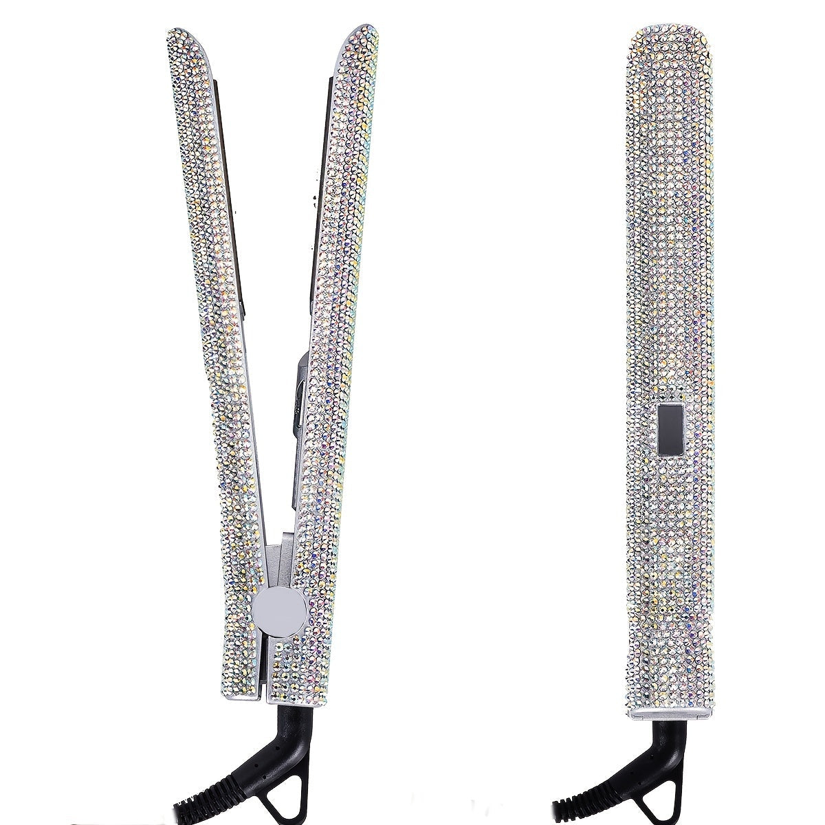 MEEKNISS Professional -encrusted Hair Straightener & Curler 2-in-1 - Fast Flat Iron with Nano- Plates, 480°F Max Temp, Digital LCD Display, Dual Voltage (110-240V) for Wet/Dry Hair, Pink & Black Glitter Design, Worldwide Tra Good Vibrations