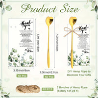 103 pcs 103-Piece Bridal Shower Tea Party Favors: Heart-Shaped Tea Spoons, Greenery Sign, Thank You Cards & Hemp Rope Gifts for Wedding Guests Good Vibrations