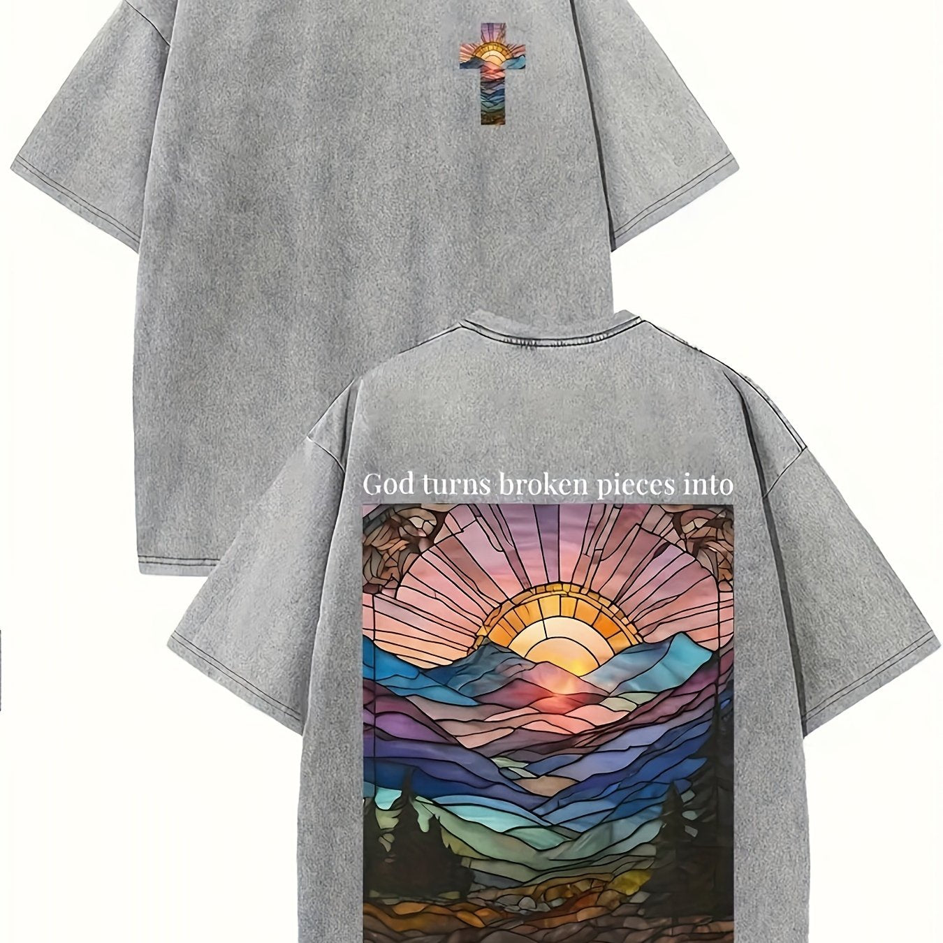 God Turned Shattered Fragments Into Masterpieces, Printed, Washed, And Made Old T-shirts, 100% Cotton Faith Collection Good Vibrations