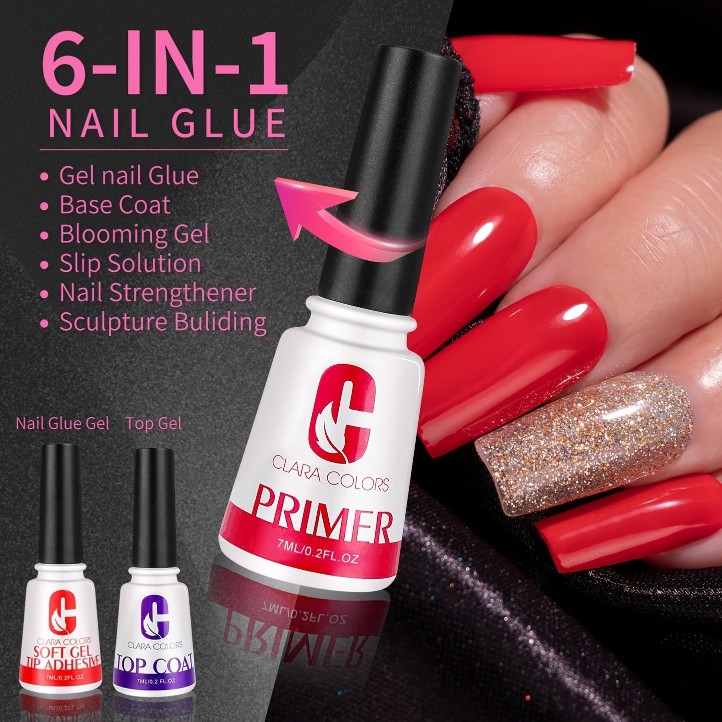 Clara Colors Nail Tips and Glue Gel Kit, 550Pcs Full Cover Soft Gel Fake Nails Tips and Nail Glue Kit with LED Nail Lamp, Medium Square Artificial False Nails Tips for Acrylic Nail Good Vibrations