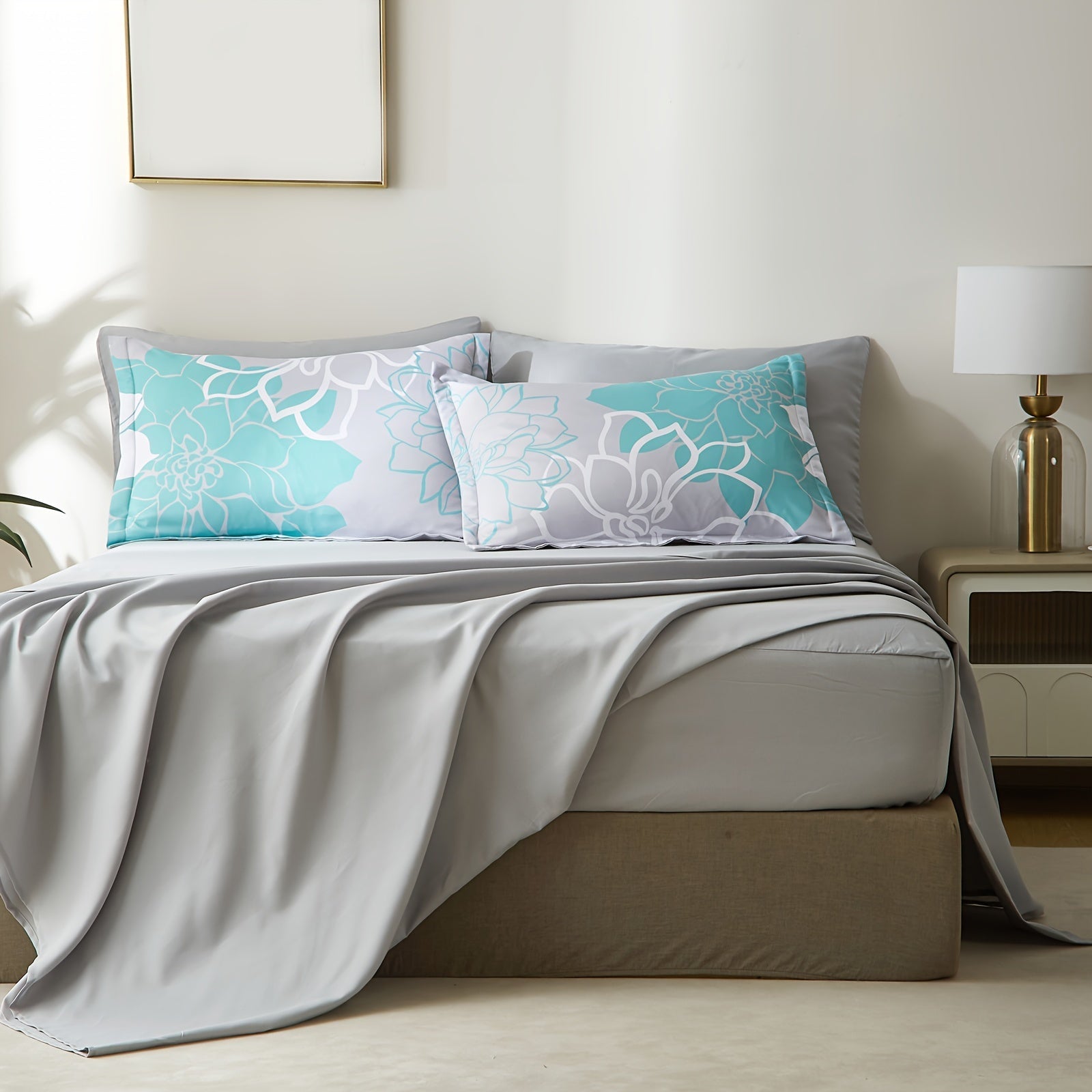 7Pcs Lightweight Boho Comforter Set - Stain-Resistant, Soft 100% Microfiber Cover, 100% Polyester Fiber Filling, Woven For Durability - Full/Queen/King Size Bed In A Bag For All Seasons, Floral Pattern Printed Bedding Good Vibrations